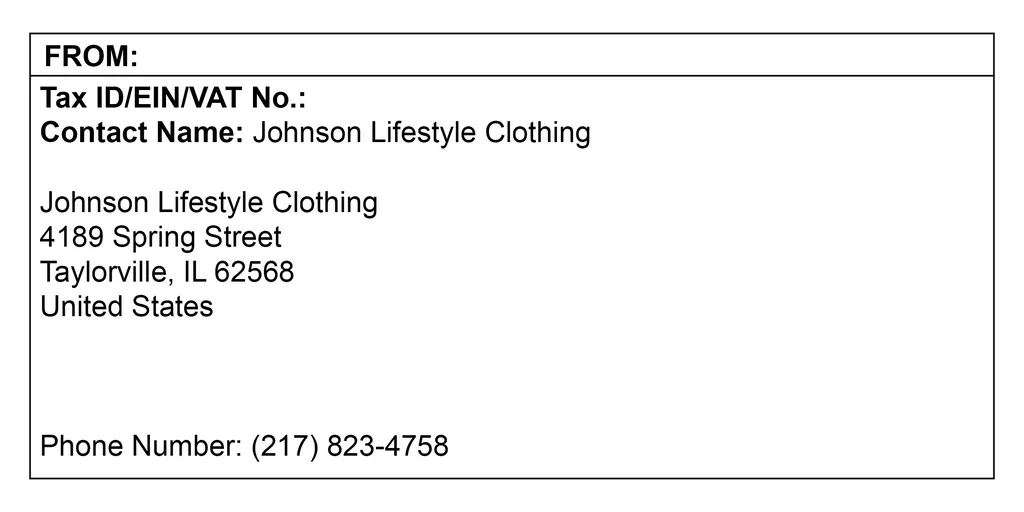 A helpful graphic that shows what the shippers details look like on an
order.